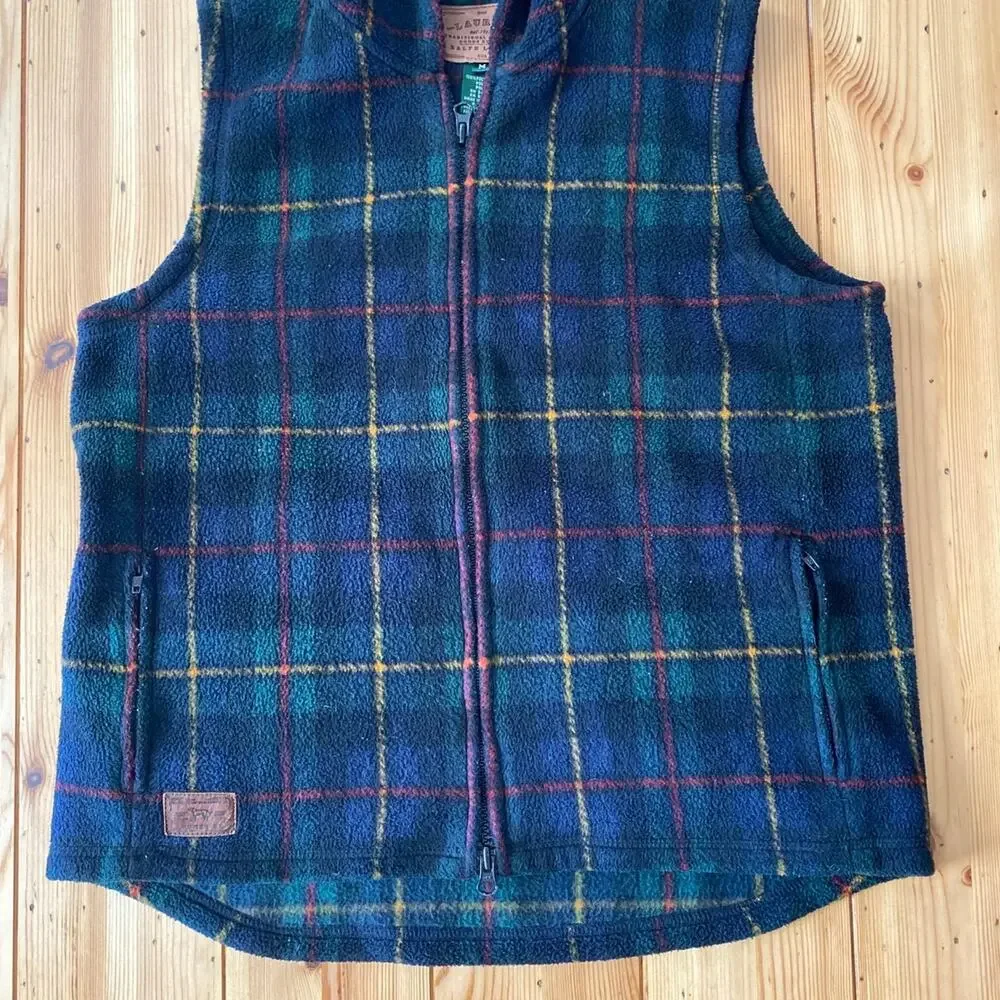 Lauren Ralph Lauren Multicolor Plaid Fleece Vest size medium